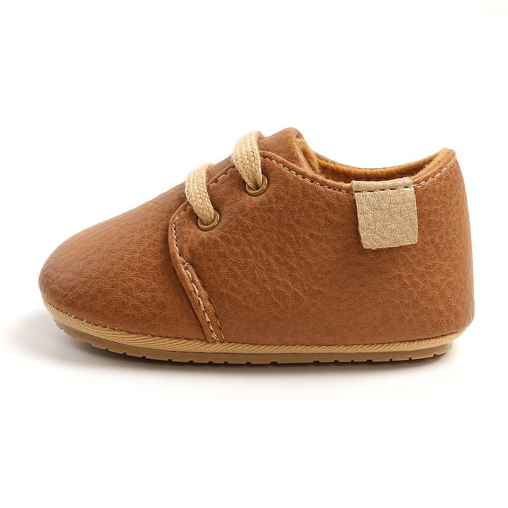 Luxury Soft Leather Baby Moccasins Shoes Newborn Rubber Sole First Walkers Boys Toddler Shoes - Mubimart