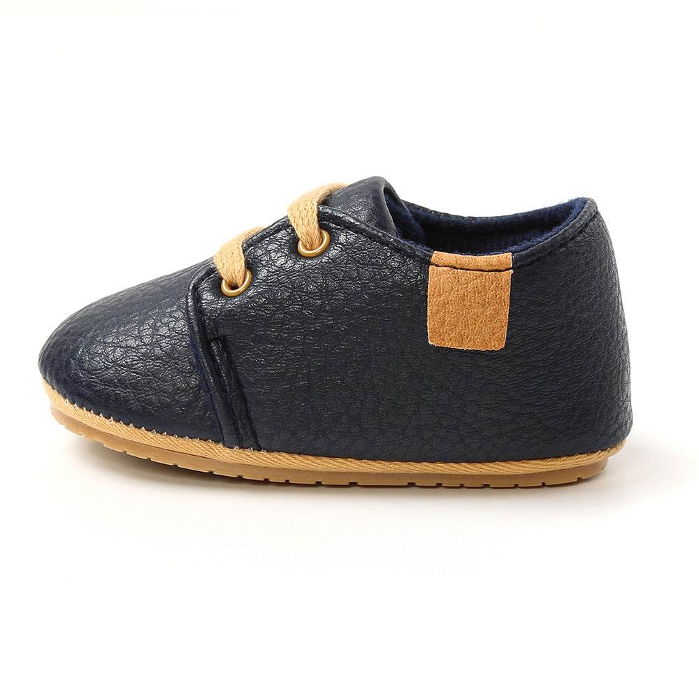 Luxury Soft Leather Baby Moccasins Shoes Newborn Rubber Sole First Walkers Boys Toddler Shoes - Mubimart