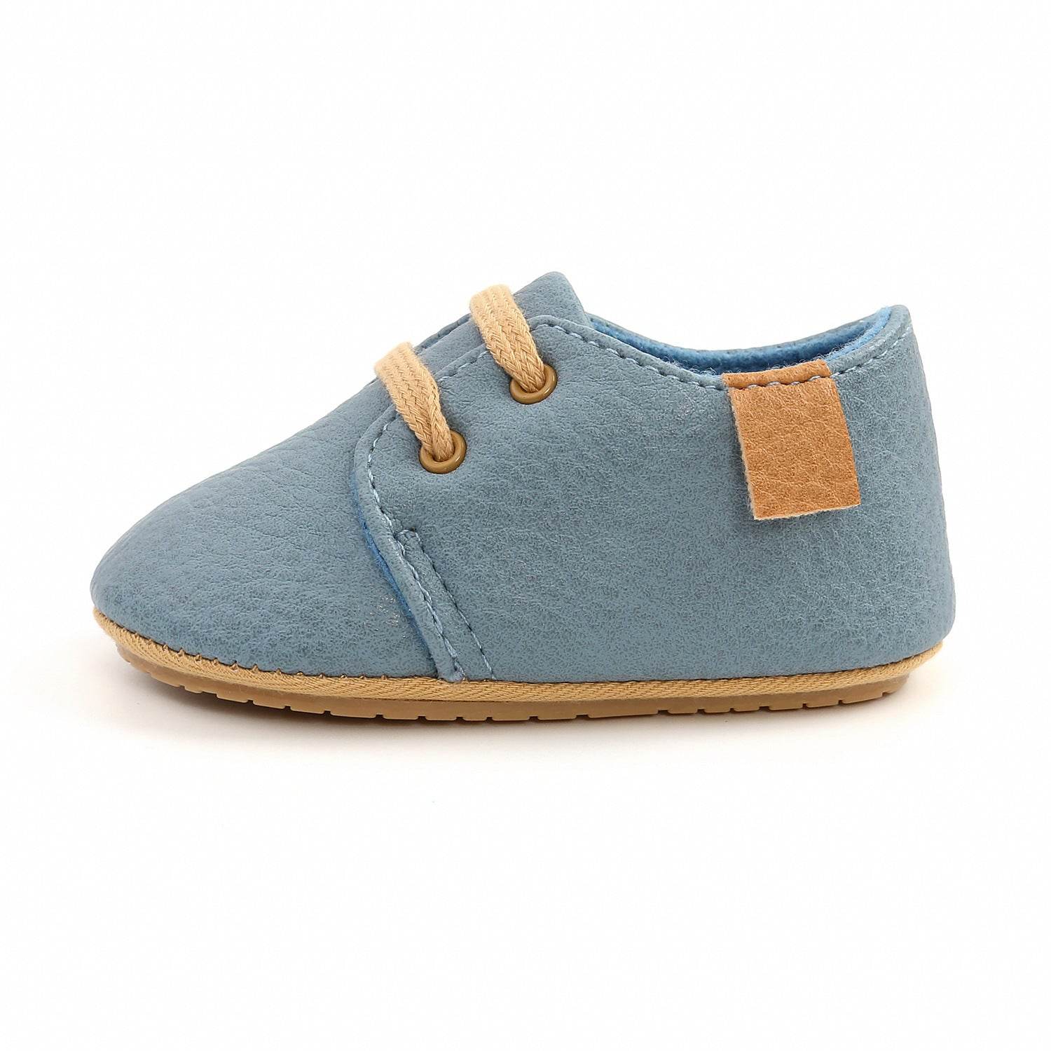 Luxury Soft Leather Baby Moccasins Shoes Newborn Rubber Sole First Walkers Boys Toddler Shoes - Mubimart