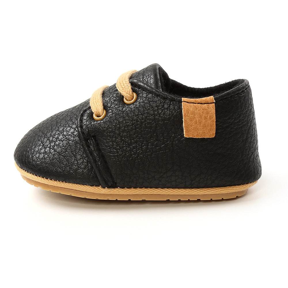 Luxury Soft Leather Baby Moccasins Shoes Newborn Rubber Sole First Walkers Boys Toddler Shoes - Mubimart