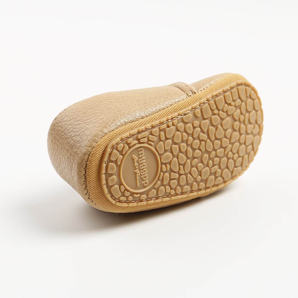 Luxury Soft Leather Baby Moccasins Shoes Newborn Rubber Sole First Walkers Boys Toddler Shoes - Mubimart
