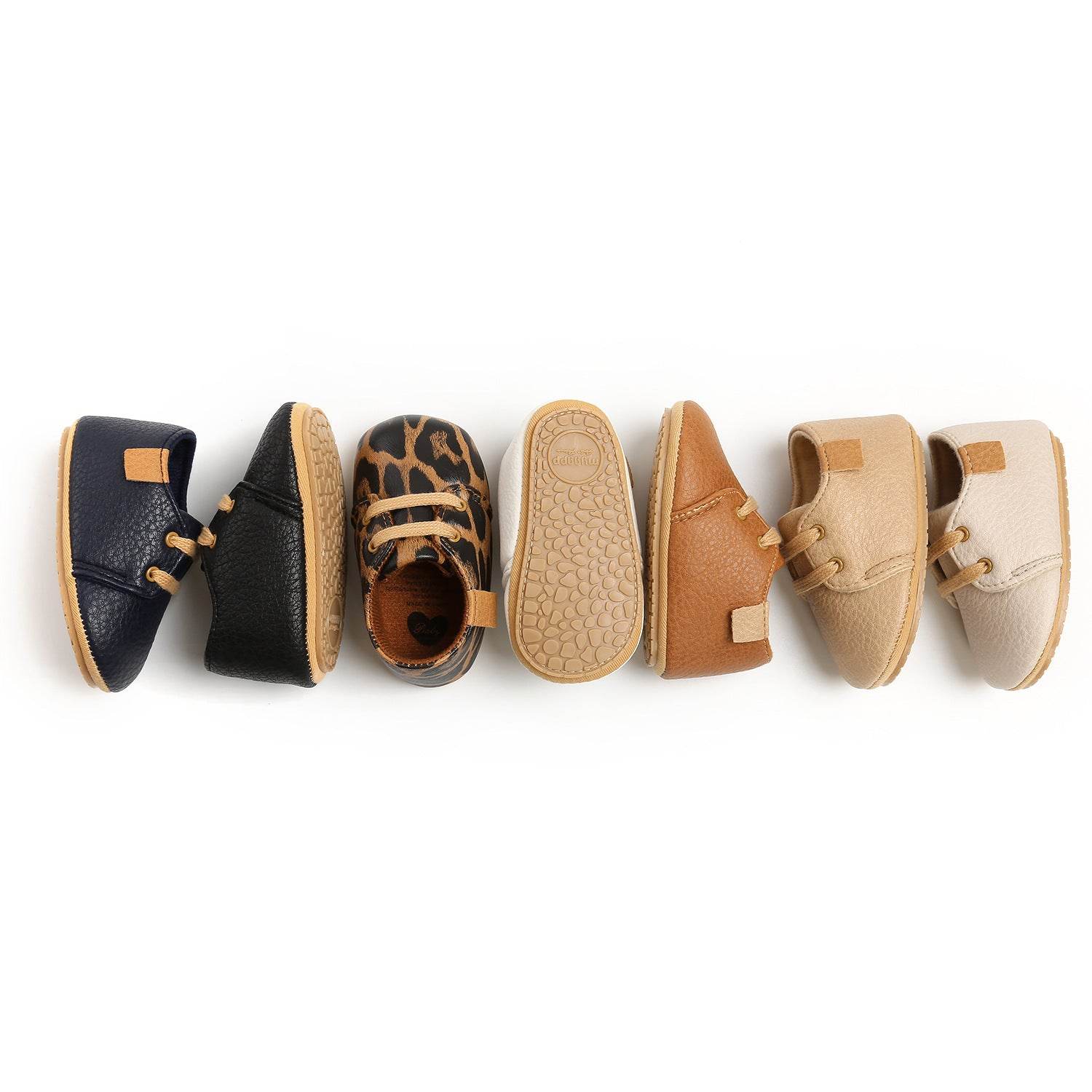 Luxury Soft Leather Baby Moccasins Shoes Newborn Rubber Sole First Walkers Boys Toddler Shoes - Mubimart
