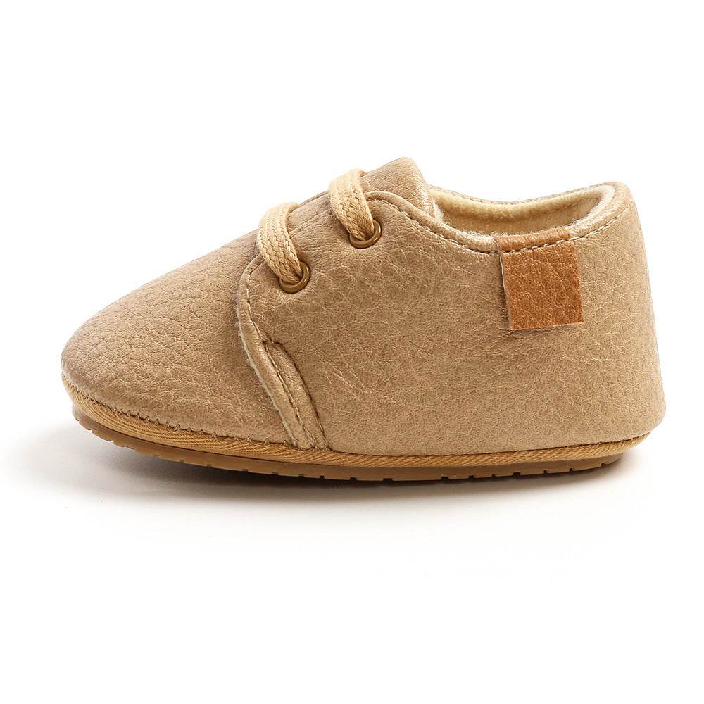 Luxury Soft Leather Baby Moccasins Shoes Newborn Rubber Sole First Walkers Boys Toddler Shoes - Mubimart