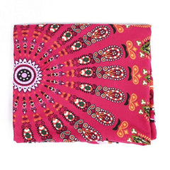 MANDALA RED ROUND BEACH BLANKET - Mubimart -  