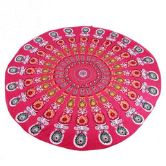 MANDALA RED ROUND BEACH BLANKET - Mubimart - Beach blanket 