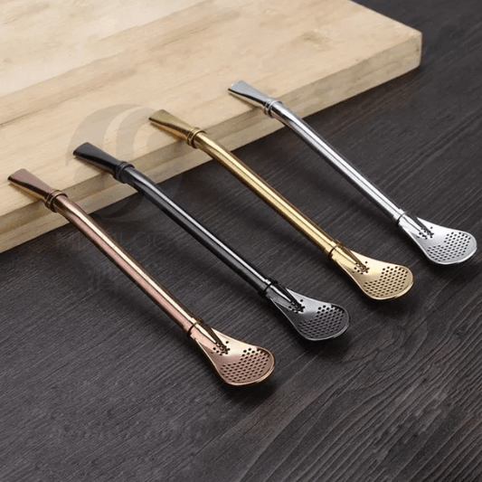 METAL MATE STRAWS - WITH STRAINER - Mubimart