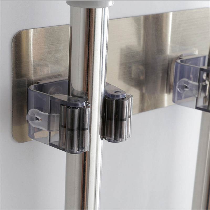 Magic sticker strong mop rack toilet traceless mop rack bathroom wall hanging nail-free mop clamp seat - Mubimart