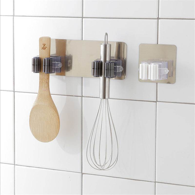 Magic sticker strong mop rack toilet traceless mop rack bathroom wall hanging nail-free mop clamp seat - Mubimart