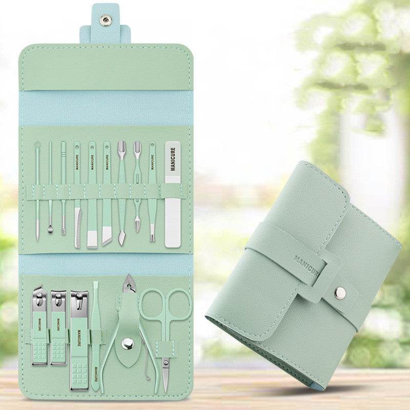 Make Up 16 Pcs Nail Clippers Nail Cutter Nail Scissors With PU Bag Stainless Steel Eagle Hook Portable Tools - Mubimart