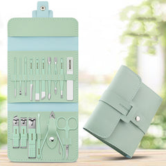 Make Up 16 Pcs Nail Clippers Nail Cutter Nail Scissors With PU Bag Stainless Steel Eagle Hook Portable Tools - Mubimart - Nail Clipper 