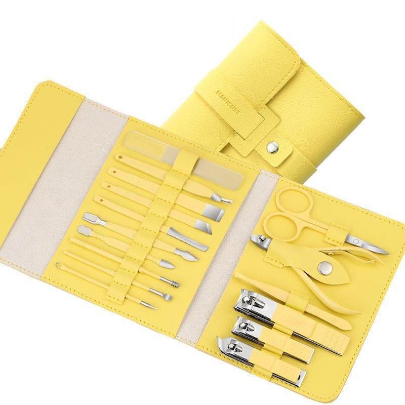 Make Up 16 Pcs Nail Clippers Nail Cutter Nail Scissors With PU Bag Stainless Steel Eagle Hook Portable Tools - Mubimart