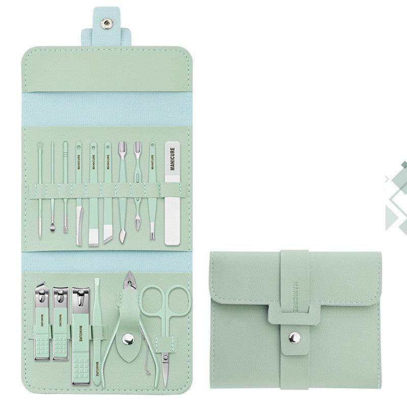 Make Up 16 Pcs Nail Clippers Nail Cutter Nail Scissors With PU Bag Stainless Steel Eagle Hook Portable Tools - Mubimart