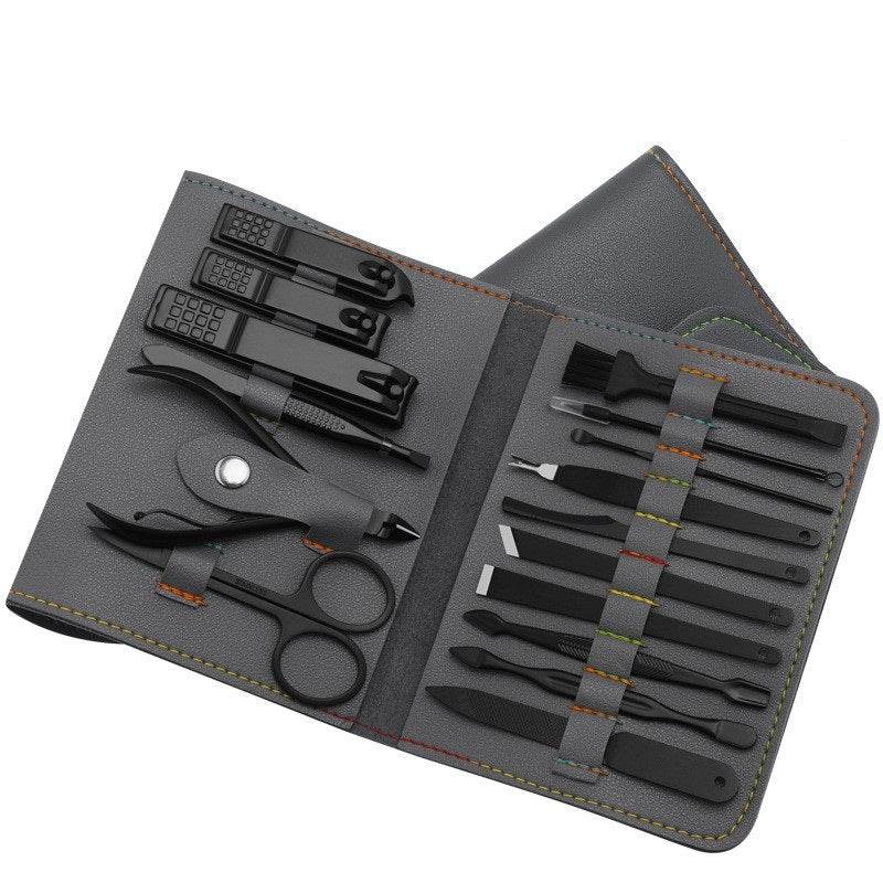 Make Up 16 Pcs Nail Clippers Nail Cutter Nail Scissors With PU Bag Stainless Steel Eagle Hook Portable Tools - Mubimart