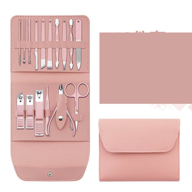 Make Up 16 Pcs Nail Clippers Nail Cutter Nail Scissors With PU Bag Stainless Steel Eagle Hook Portable Tools - Mubimart