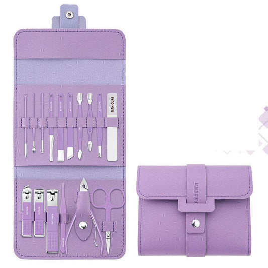 Make Up 16 Pcs Nail Clippers Nail Cutter Nail Scissors With PU Bag Stainless Steel Eagle Hook Portable Tools - Mubimart