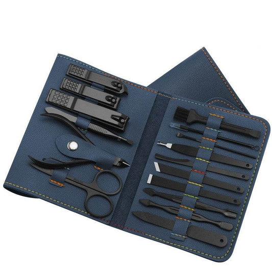 Make Up 16 Pcs Nail Clippers Nail Cutter Nail Scissors With PU Bag Stainless Steel Eagle Hook Portable Tools - Mubimart