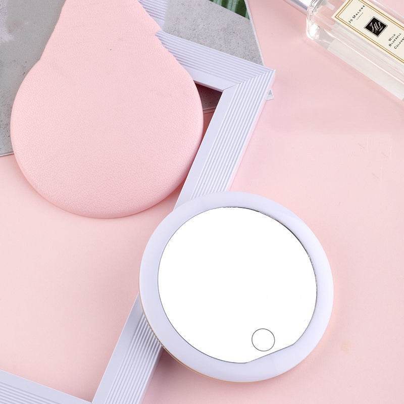 Make-up Mirror With Light To Carry Hand-held Vanity Mirror - Mubimart