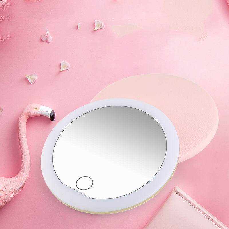 Make-up Mirror With Light To Carry Hand-held Vanity Mirror - Mubimart