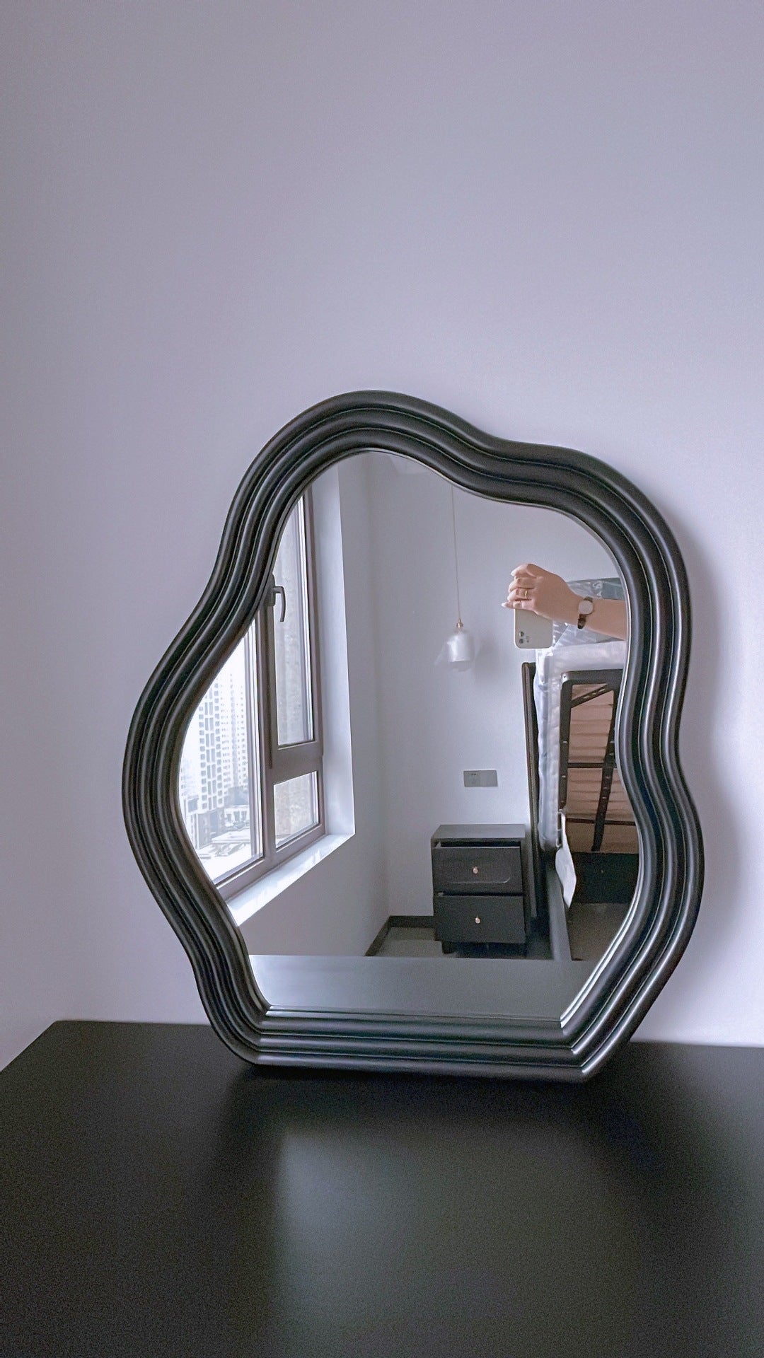 Makeup Mirror Wavy Shaped Hanging Wall Vanity Mirror - Mubimart -  