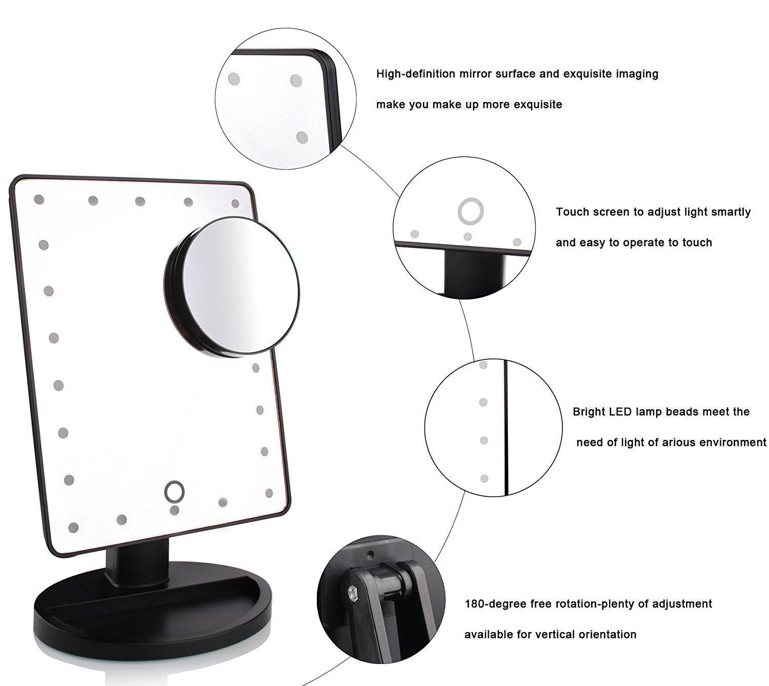 Makeup mirror with lamp desktop mirror - Mubimart