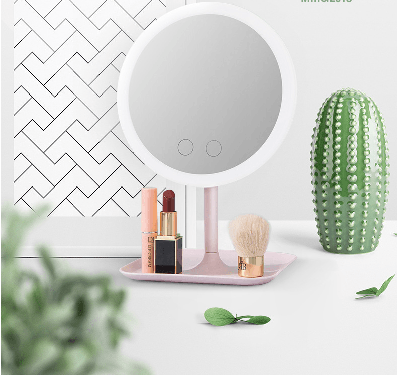 Makeup mirror with led table lamp - Mubimart