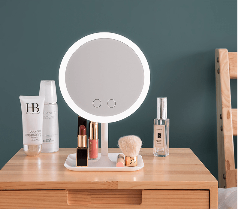 Makeup mirror with led table lamp - Mubimart
