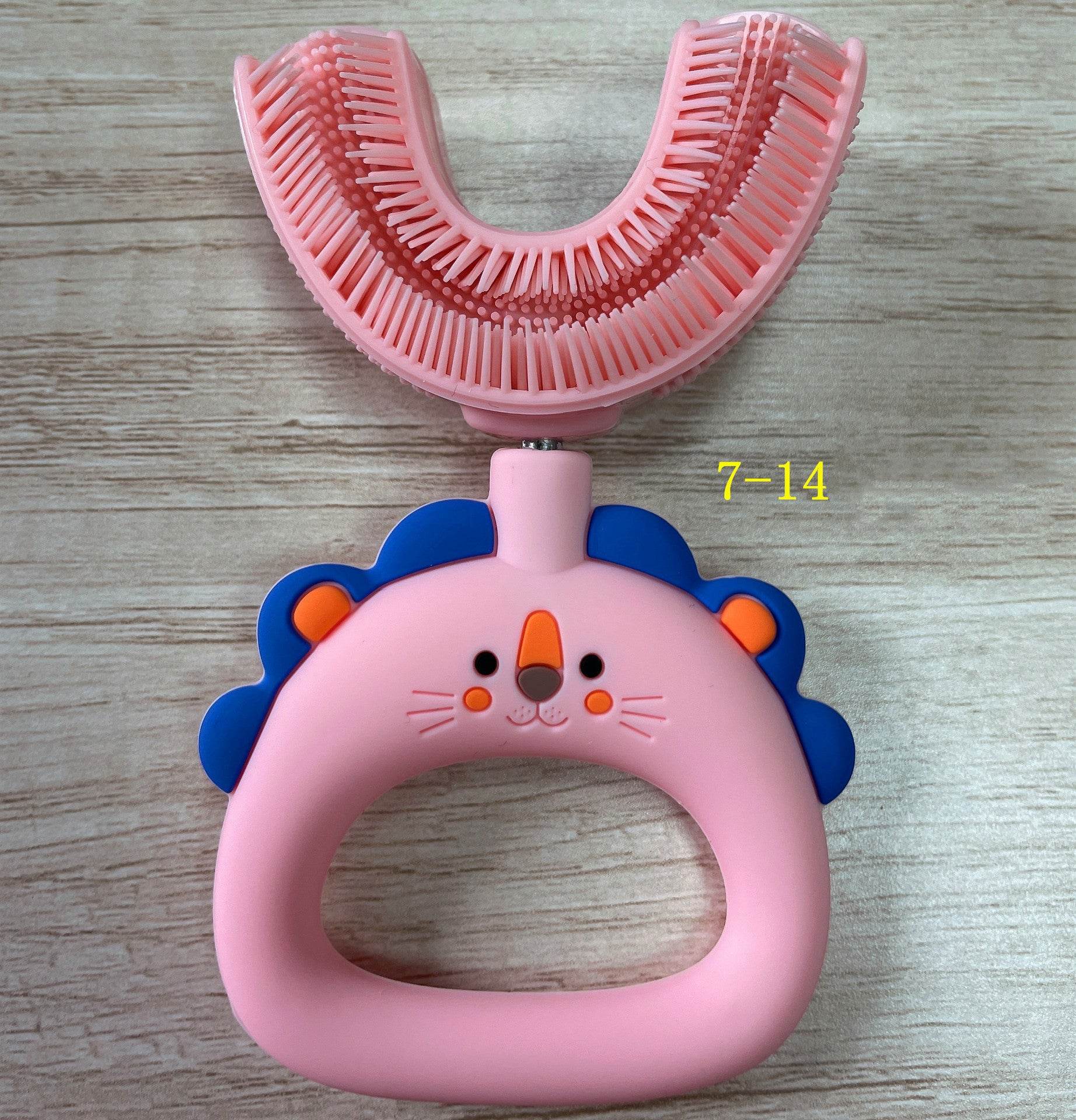 Manual Children's U-shaped Little Lion Silicone Toothbrush - Mubimart