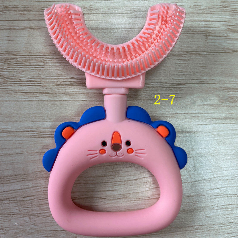 Manual Children's U-shaped Little Lion Silicone Toothbrush - Mubimart -  