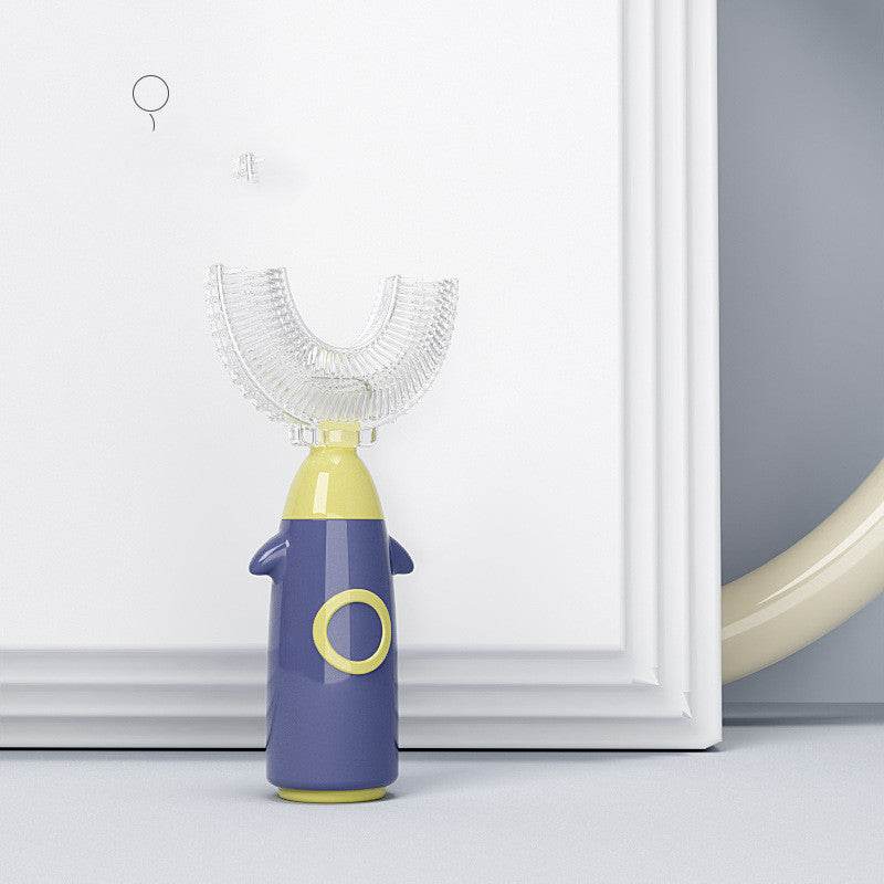 Manual Children's U-shaped Toothbrush Silicone Toothbrush Soft Bristles Mouth Cleaning U-shaped Silicone Manual Children's Toothbrush - Mubimart