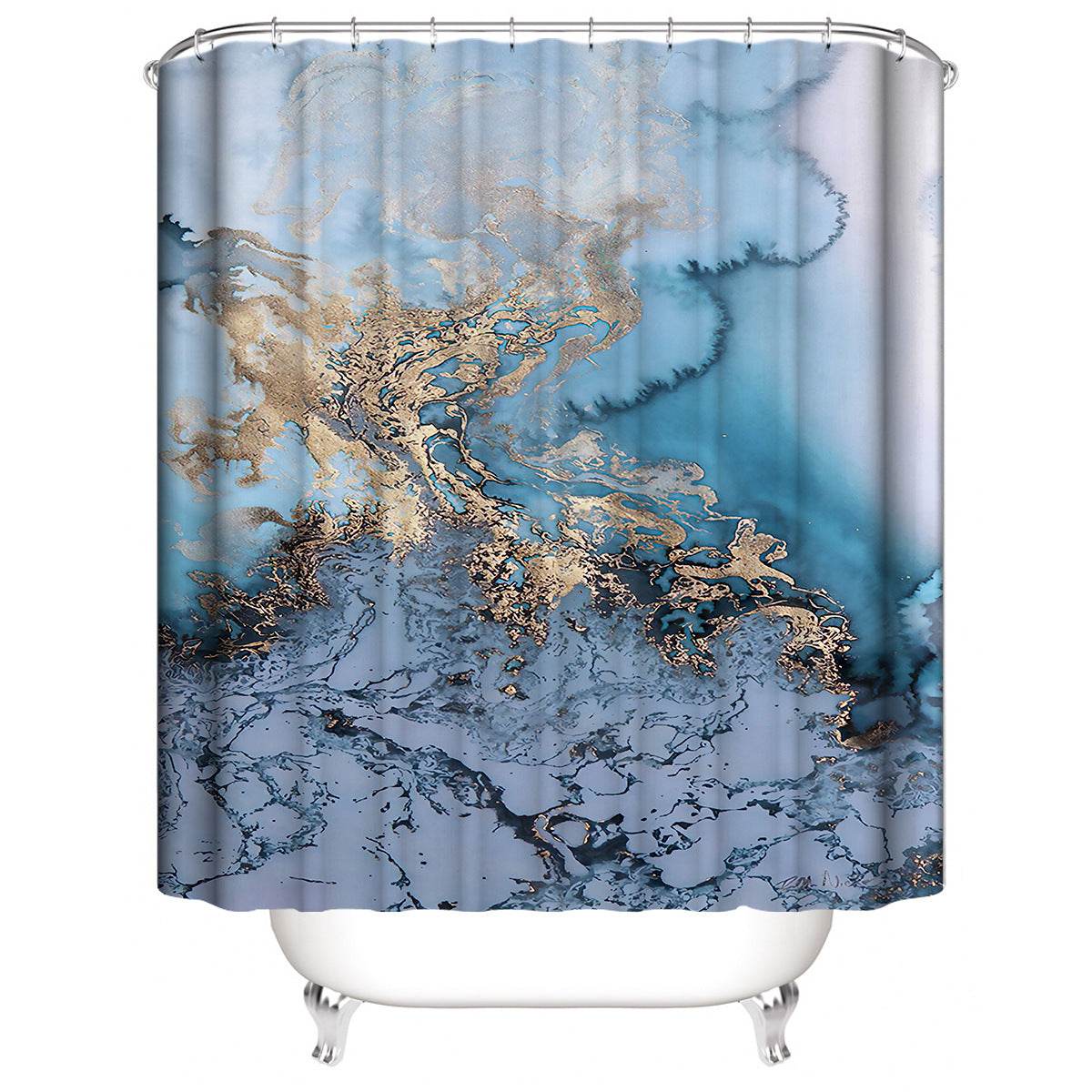 Marble White Shower Curtain Set With Non Slip Rug Bath Mat Carpet Modern Bathroom - Mubimart