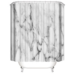 Marble White Shower Curtain Set With Non Slip Rug Bath Mat Carpet Modern Bathroom - Mubimart -  