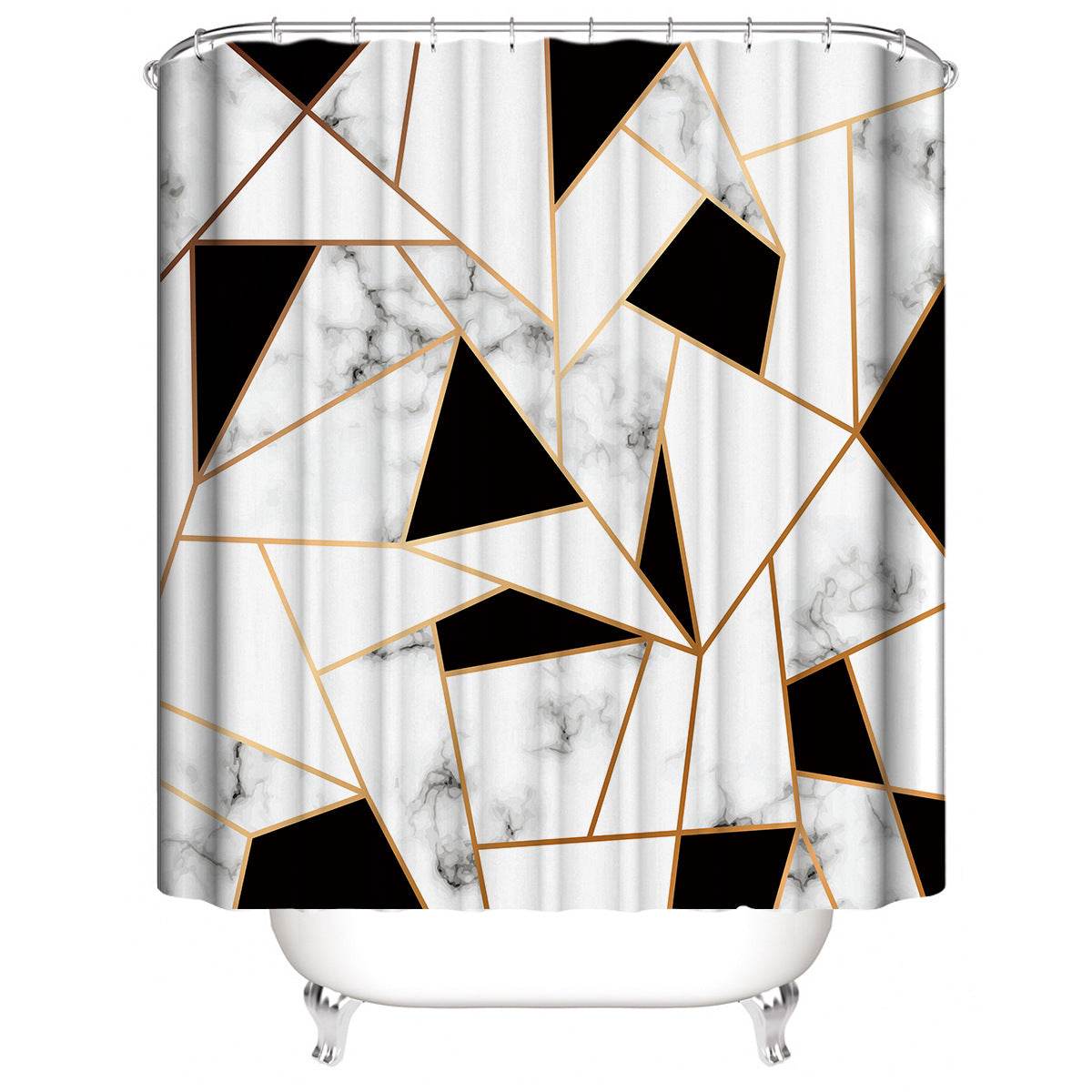 Marble White Shower Curtain Set With Non Slip Rug Bath Mat Carpet Modern Bathroom - Mubimart