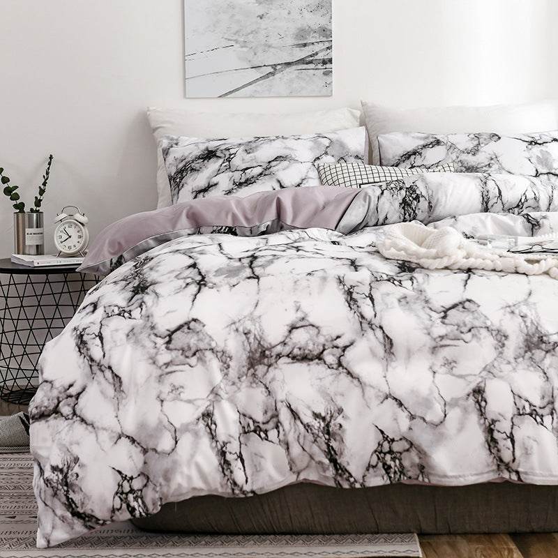 Marble patterned plain duvet cover sheets - Mubimart