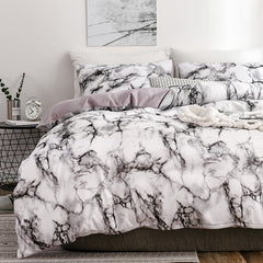 Marble patterned plain duvet cover sheets - Mubimart -  