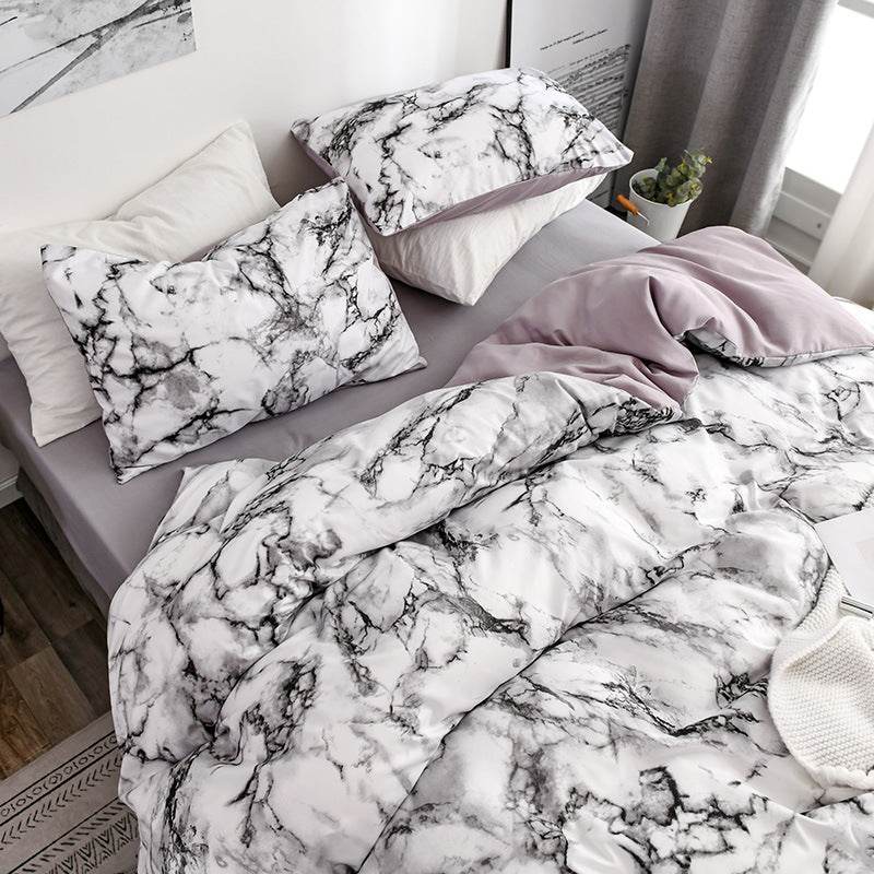Marble patterned plain duvet cover sheets - Mubimart
