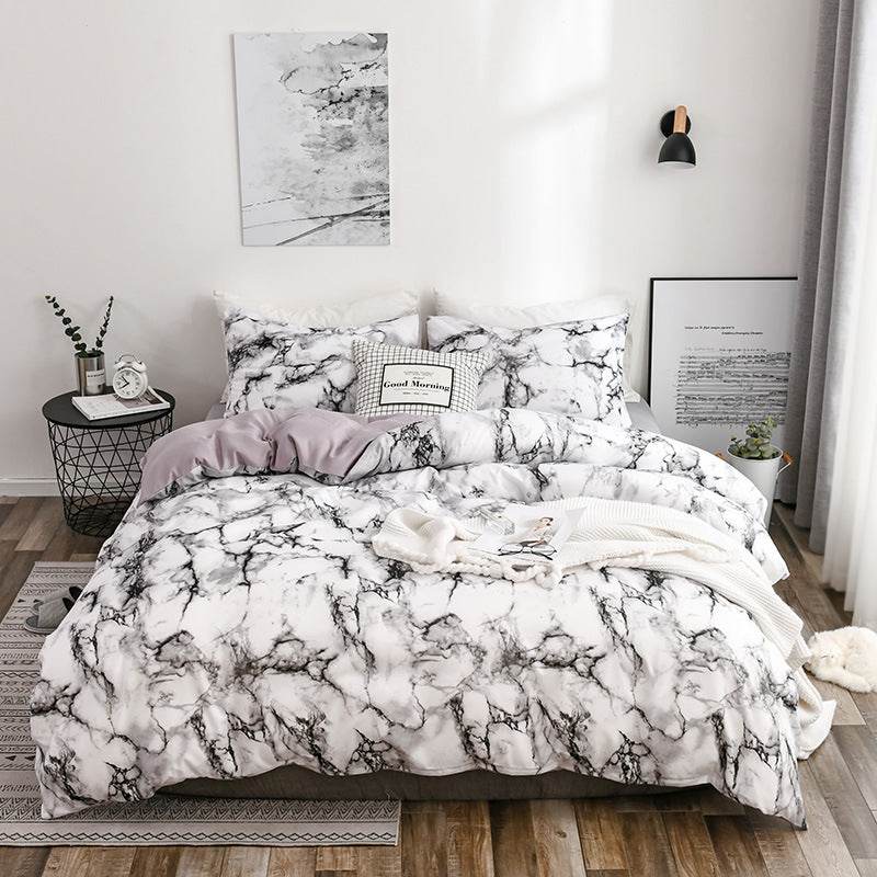 Marble patterned plain duvet cover sheets - Mubimart