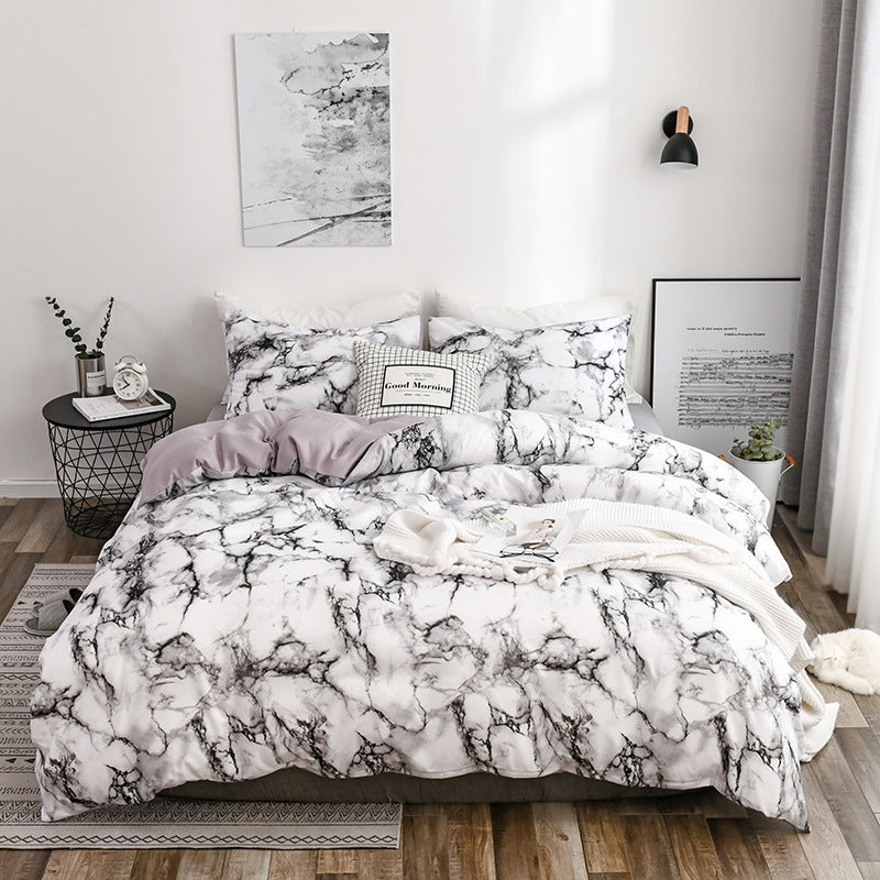 Marble patterned plain duvet cover sheets - Mubimart -  