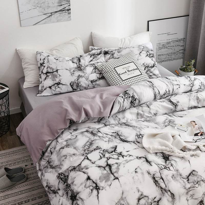 Marble patterned plain duvet cover sheets - Mubimart