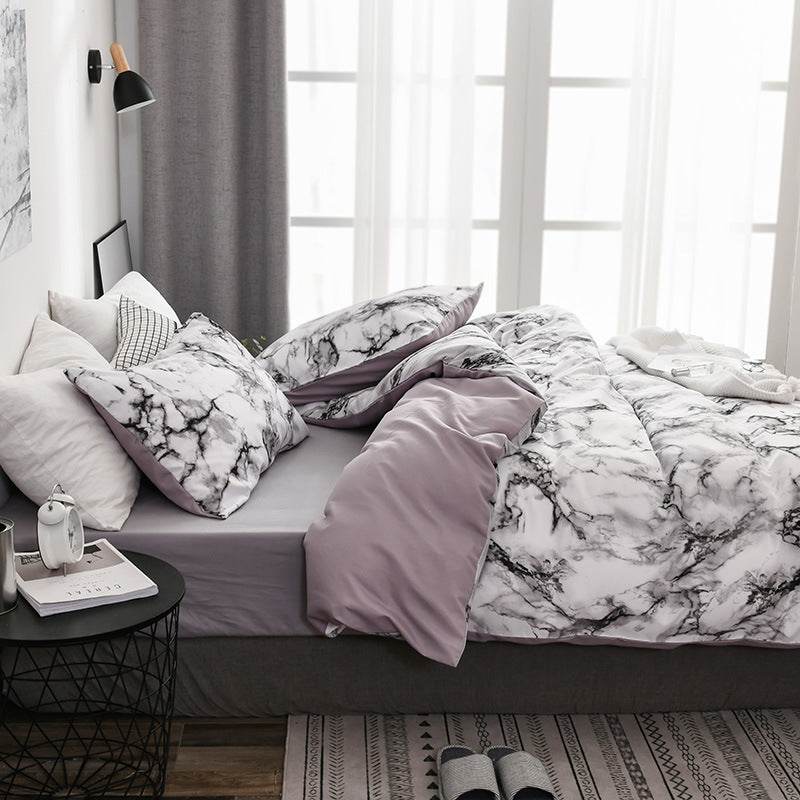 Marble patterned plain duvet cover sheets - Mubimart