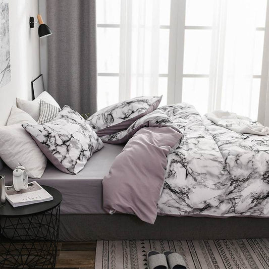 Marble patterned plain duvet cover sheets - Mubimart
