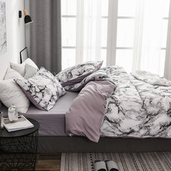 Marble patterned plain duvet cover sheets - Mubimart -  