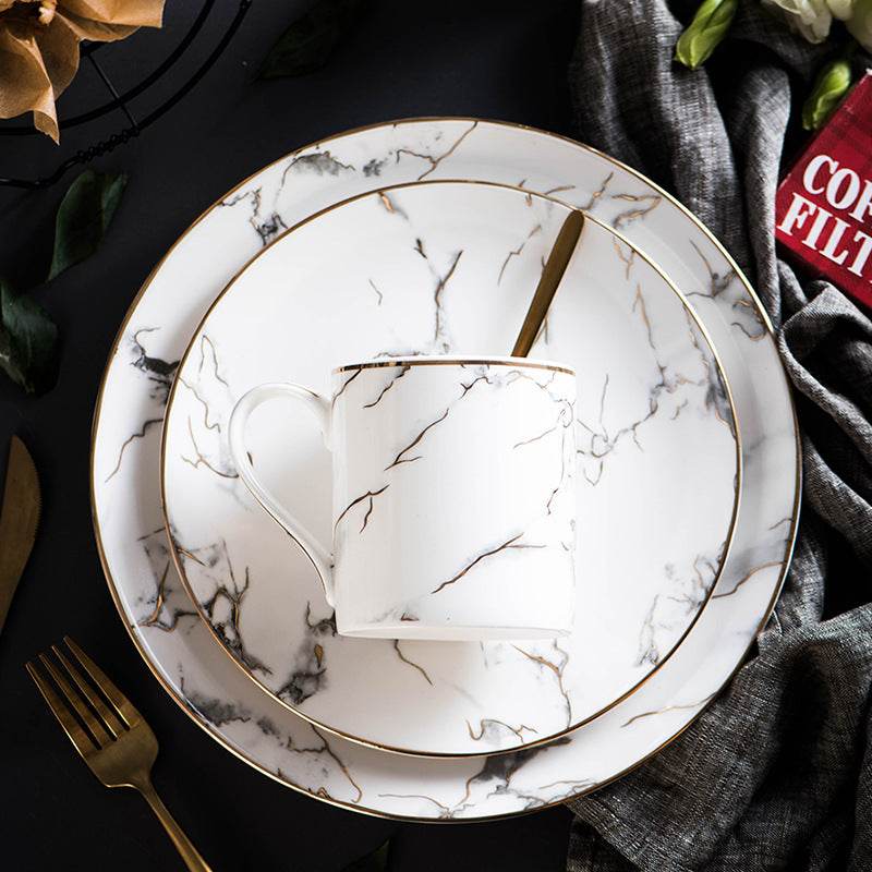 Marbled Plate Ceramic Creative Plate Western Dinner Plate - Mubimart