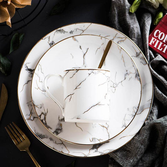 Marbled Plate Ceramic Creative Plate Western Dinner Plate - Mubimart