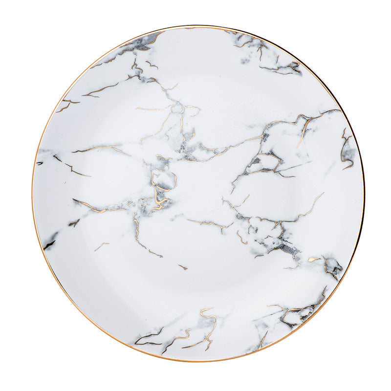 Marbled Plate Ceramic Creative Plate Western Dinner Plate - Mubimart -  