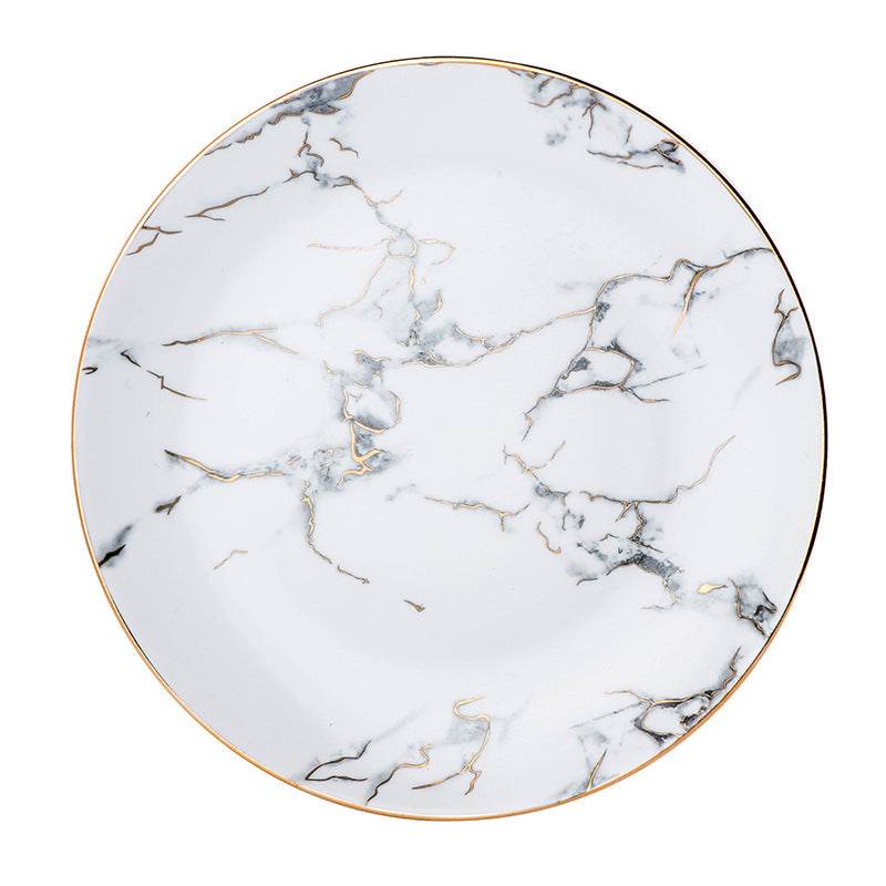 Marbled Plate Ceramic Creative Plate Western Dinner Plate - Mubimart