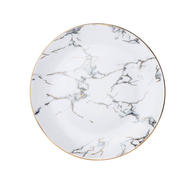Marbled Plate Ceramic Creative Plate Western Dinner Plate - Mubimart