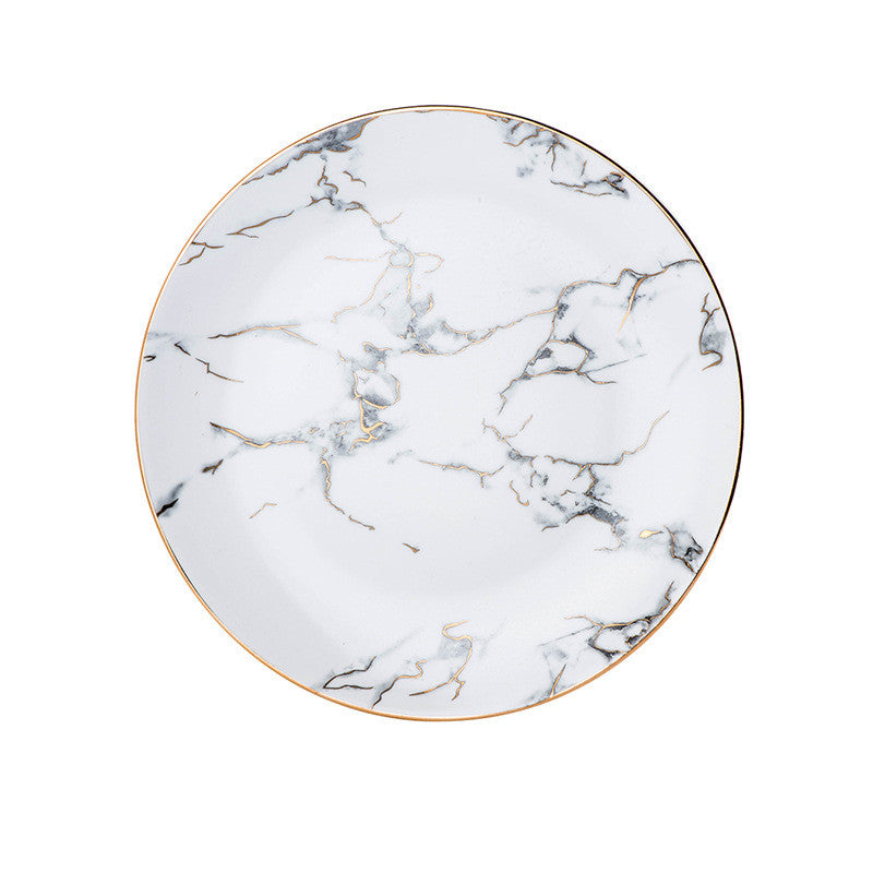 Marbled Plate Ceramic Creative Plate Western Dinner Plate - Mubimart -  