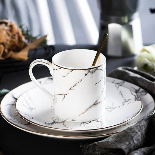 Marbled Plate Ceramic Creative Plate Western Dinner Plate - Mubimart