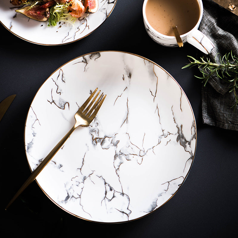 Marbled Plate Ceramic Creative Plate Western Dinner Plate - Mubimart -  