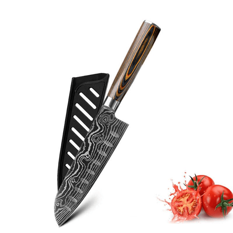 Mascus Knife Set, Laser Grain Stainless Steel Kitchen Knife, 6-piece Set - Mubimart